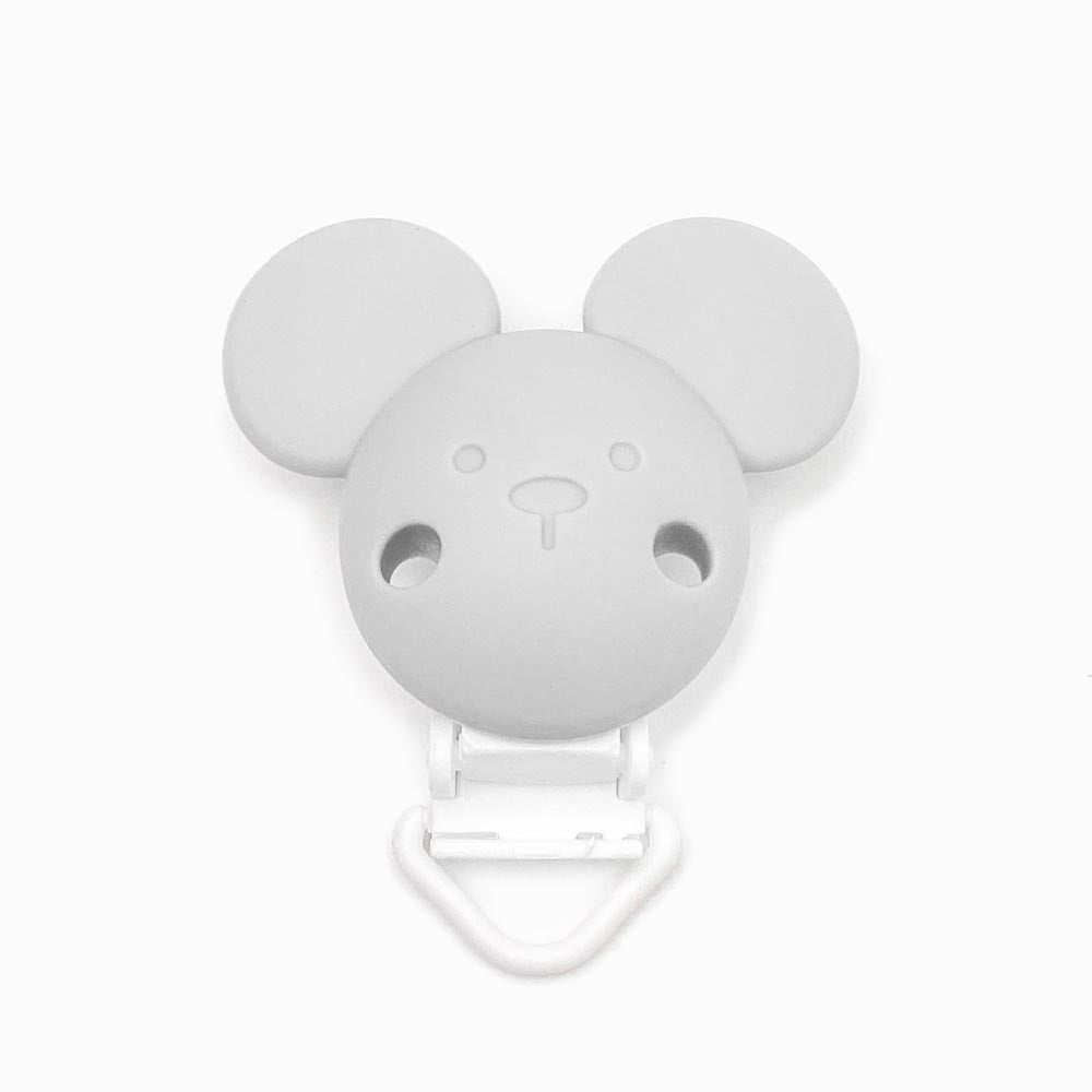 Mola para chupeta em silicone desenho mickey cinza