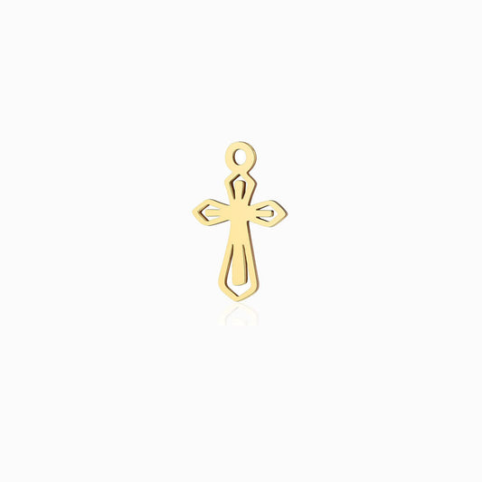 Pendente Cruz 15x9mm - Aço Inox Dourado com Acabamento Espelhado