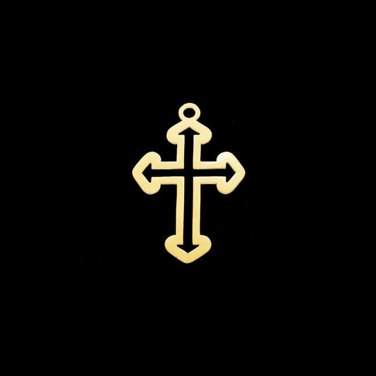 Pendente Cruz 30x20mm - Aço Inox Dourado