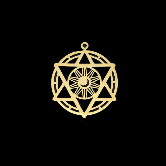 Pendente Estrela de Davi 35x30mm - Aço Inox Dourado