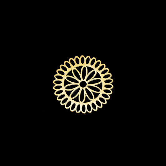 Pendente Flor 20x20mm - Aço Inox Dourado