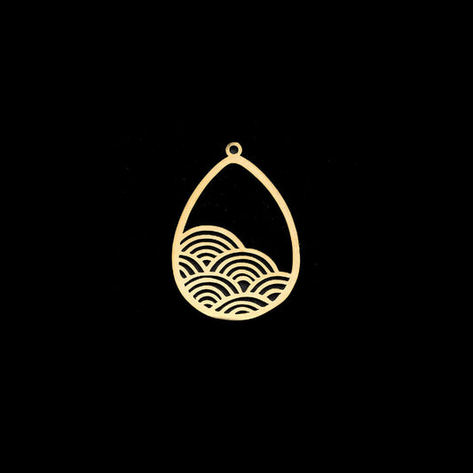 Pendente Gota 30x21mm - Aço Inox Dourado
