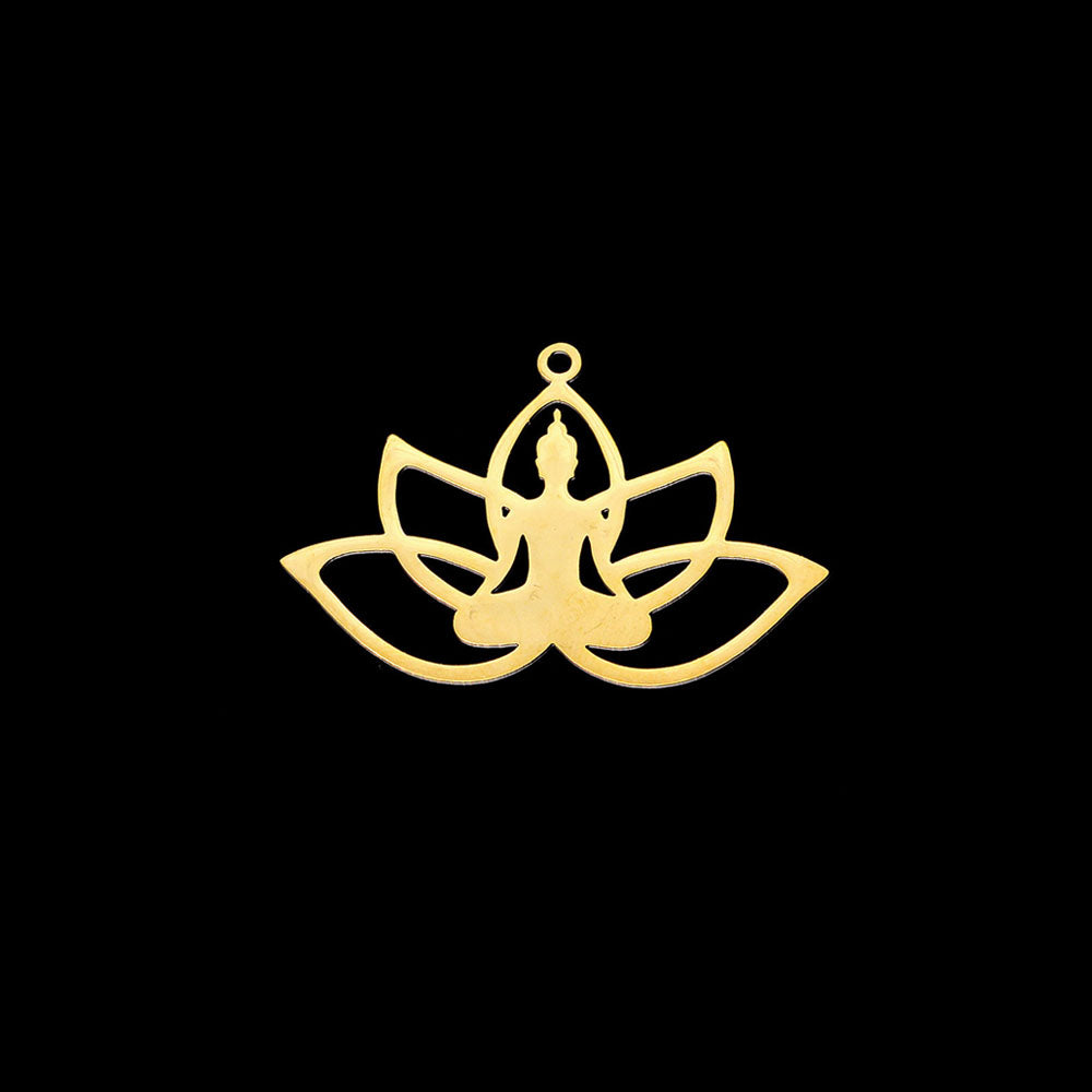 Pendente Meditação 36x25mm - Aço Inox Dourado