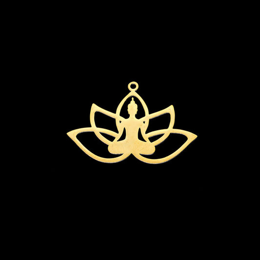 Pendente Meditação 36x25mm - Aço Inox Dourado