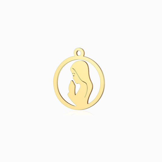 Pendente Nossa Senhora 17x15mm - Aço Inox Dourado  com Acabamento Espelhado