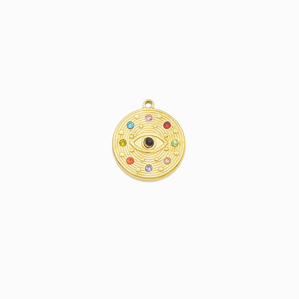 Pendente Olho Turco com Brilhante 23x21mm - Aço Inox