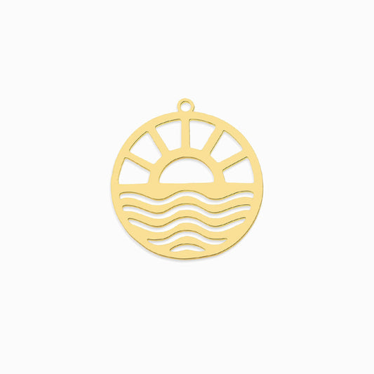 Pendente Mar e Sol 27x25mm - Aço Inox Dourado