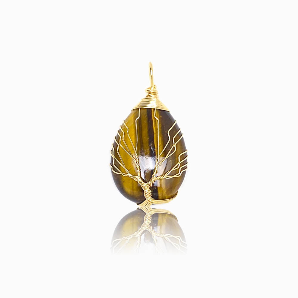 Pêndulo Olho de Tigre com Design Árvore da Vida