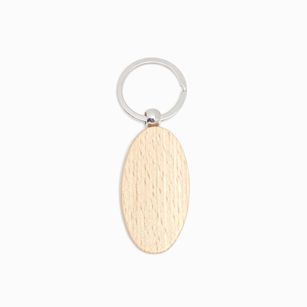 Porta-chaves de Madeira de Faia Oval 55x30mm
